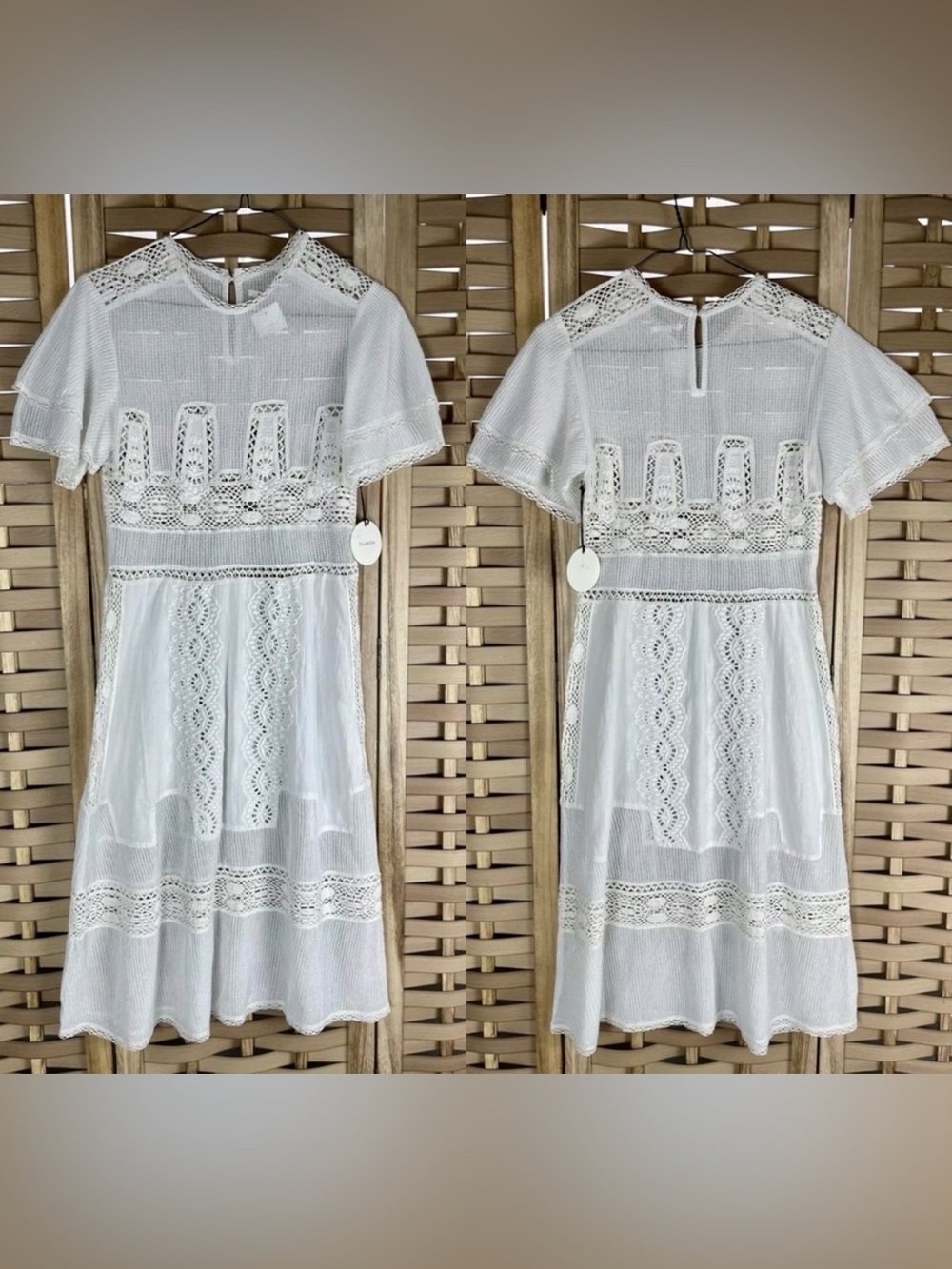 TULAROSA Revolve Sheer Unlined “Neil” Lace Trim Prairie Dress Size XS MSRP $258